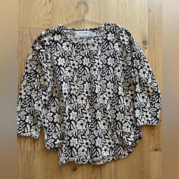 POEM blouse size S, block print cotton - Picture 1 of 5
